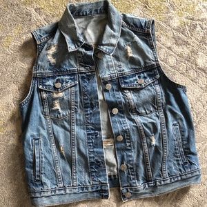 Gap Distressed Denim Vest